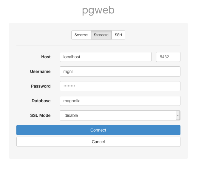 Connection params