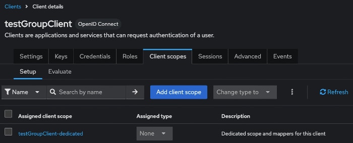 Client scopes configuration