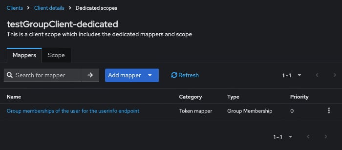 Custom group mapping for the OIDC client