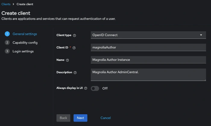 General client settings