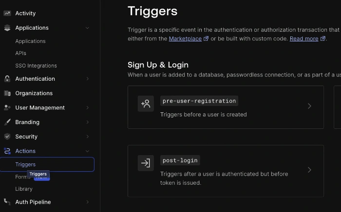 Auth0 Post-Login Trigger