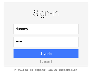 Mock server login form.