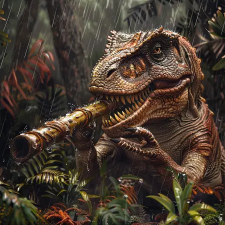 T-Rex playing a didgeridoo